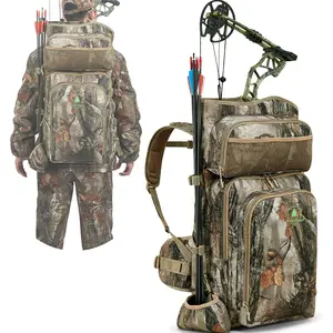 Bow Hunting Backpack for Men, Saddle Camo backpack with Bow Holder, Compound Bow Hunting Bag for Deer and Elk Hunting