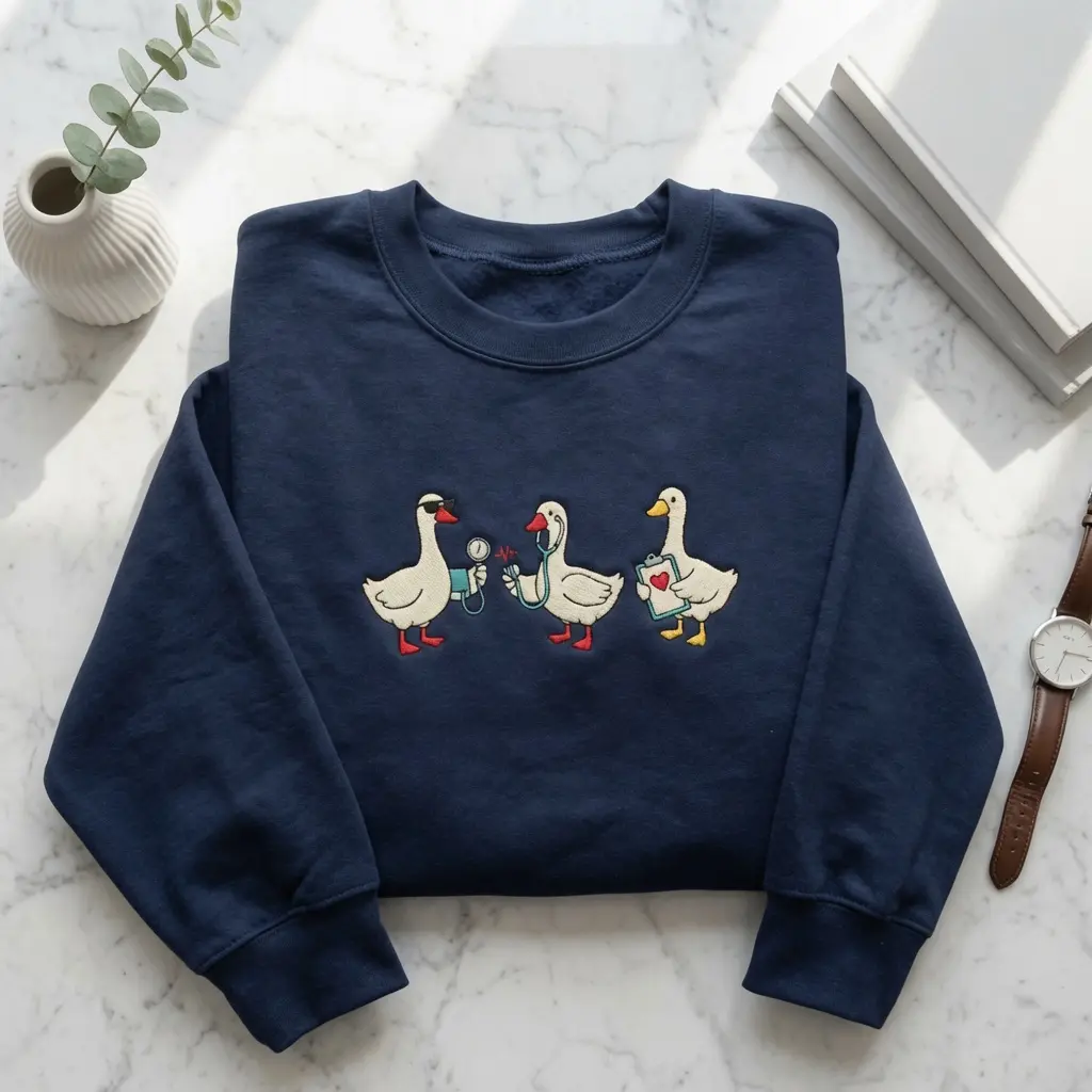 Embroidered Scrub Life Goose Sweatshirt, Medical Student Nurse Hoodie, Doctor Vet Tech Crewneck, Healthcare Worker Gift, Hospital Humor Top