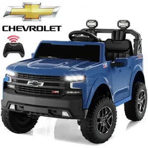 Chevy Silverado 24V Ride on Truck for Kids, Extra large Real 2 Seat Ride on Toy car with Remote Control, LED Light, MP3 Player, Electric Vehicles Ride on Truck for Boys Girls Gifts