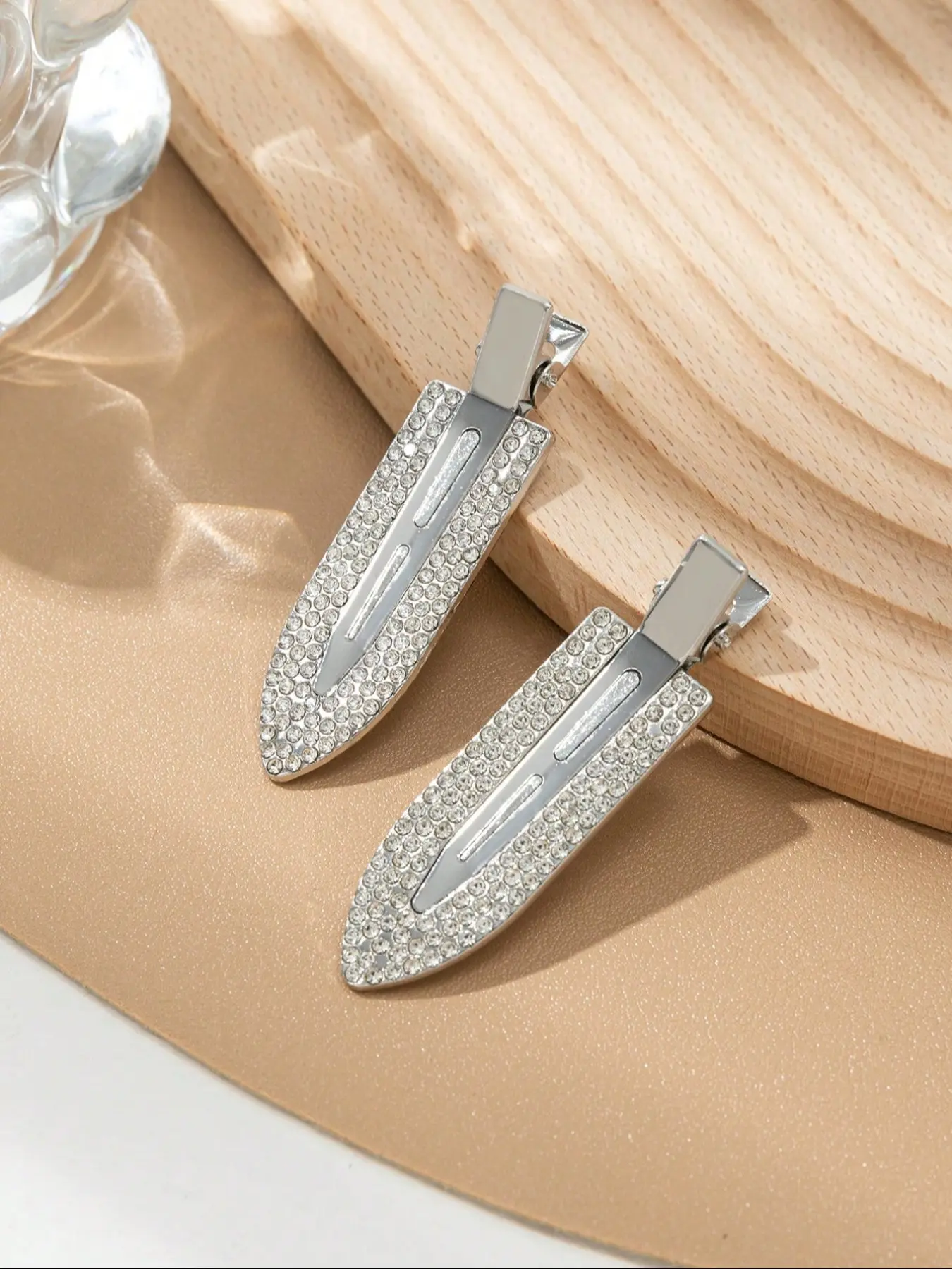 Rhinestone Decorated Hair Clips, Elegant Fashion Hair Accessories for Women & Girls, Trendy All-match & Exquisite Hair Clips for Daily, Wedding & Party Decoration, Barrettes Hair Clips, Wedding Hair Decor, Hair Clips Metal