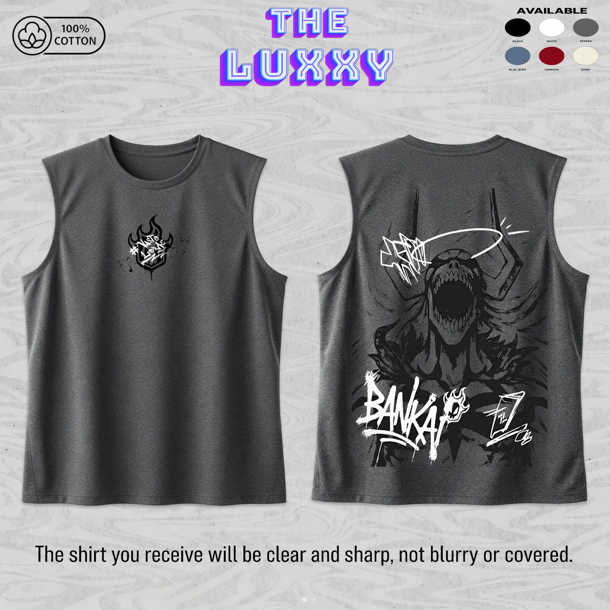 Vasto Lorde Ichigo Unisex Cotton Premium Comfort Colors Tank Top, Bleach Anime Merch, Grunge Cotton Comfort Tank Top, Anime Aesthetic Gift, Gym Tank Top, Anime Gym Tank Top, Workout Outfits