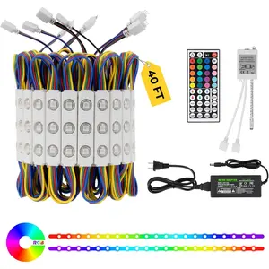 LED Storefront Lights 40FT Commercial RGB Window Lights for Store Front Decorative 80PCS 3-LED 5050 SMD RGB Module for Signs IP65 Waterproof Strip Light for Business (4 Packs-White)