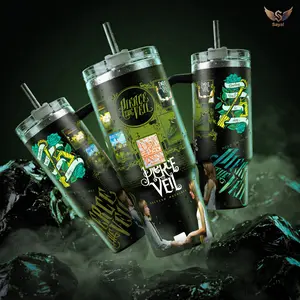 PTV Pierce The Veil Selfish Machines Album Art 40 oz Stainless Steel Water Bottle - Insulated Tumbler, Leakproof, BPA-Free, 12H Hot-Cold Retention, Handle, for Emo Punk Alt Rock Music Lovers
