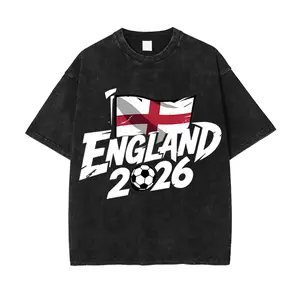 Menswear England St. George's Cross Pride 2026 Retro Oversized Soccer T-Shirt - Distressed Black Casual Short-Sleeve Top, Fabric Details