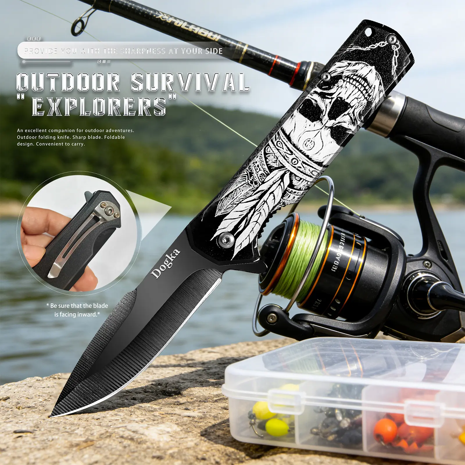 Folding Pocket Knife, Sharp Stainless Steel EDC Pocket Knife For Outdoor Survival Camping