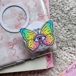 Mystical Butterfly Evil Eye MagSafe Phone Grip, Rainbow Gradient Butterfly Griptok, Spiritual Protection Phone Stand, Psychedelic Butterfly Accessory, Third Eye Butterfly Gift