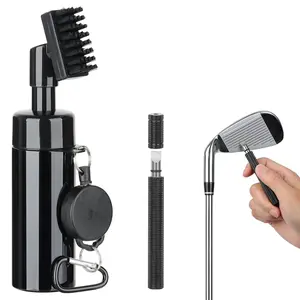 Golf Club Cleaner Brush with Spray Bottle & Retractable Clip Water Bottle Groove Sharpener Tool & Microfiber Towel Essential Golf Accessories for Men