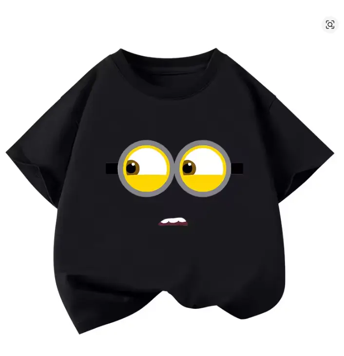 Funny Yellow Cartoon Graphic T-Shirt, Kids Family Matching Tee, Soft Cotton Summer Shirt