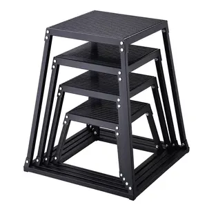 Fathersdaygift Multi-Size Plyometric Jump Box Set, 4 Heights (12/18/24/30 in) Anti-Slip Top Platform, Jump Training Equipment for Home Gym Strength & Conditioning Workouts, Black, Four Heightsdealsforyoudays