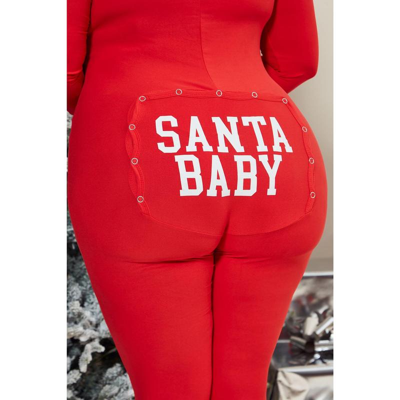 Oh Santa Baby PJ Jumpsuit Onesie - Red