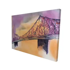 212 MAIN Artistic Montreal Jacques-Cartier Bridge Wall Print - 36x48 in Office Orange Canvas Artwork, Home Decor Decoration for Montreal Lovers, Room Accent