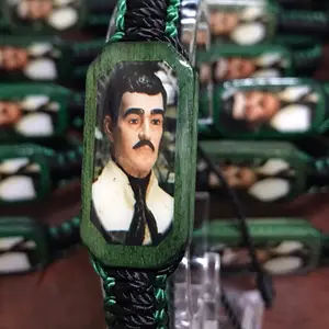 Jesús Malverde~Handmade Bracelet~Pulsera de tejido doble con la imagen de Jesús Malverde