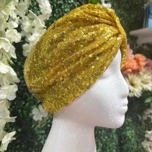 Turbun Product Acrylic Rose Gold Sequined Head Cover Turban Headwear Details Unknown Associated with Image of Rose Gold Sequined Item