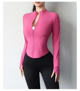 Fitness coat jacket women's fitness clothes slimming body sculpting zipper yoga jacket