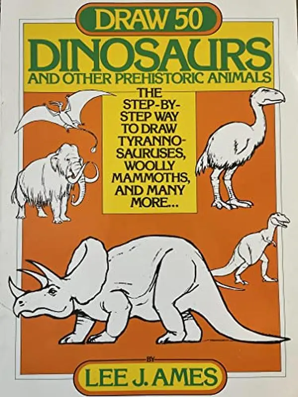 USED Book - Draw 50 Dinosaurs (and Other Prehistoric Animals, Step-By-Step Guide to Drawing Tyrannosauruses, Woolly Mammoths & More) by Lee J. Ames (Soft Cover, Paperback)