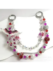 Acrylic keychain with colorful phoenix design, heavy-duty diamond ball, full-diamond mobile phone chain, beaded heavy-duty luxury chain, fashionable hot-selling bag chain, custom gift option