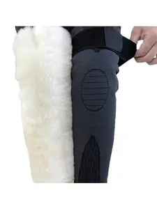 YANGPIMAOYITI Thickened Wool Knee Pads Leg Warmers Unisex Anti-slip Straps Sheepskin Comfort for Wind Cold Weather