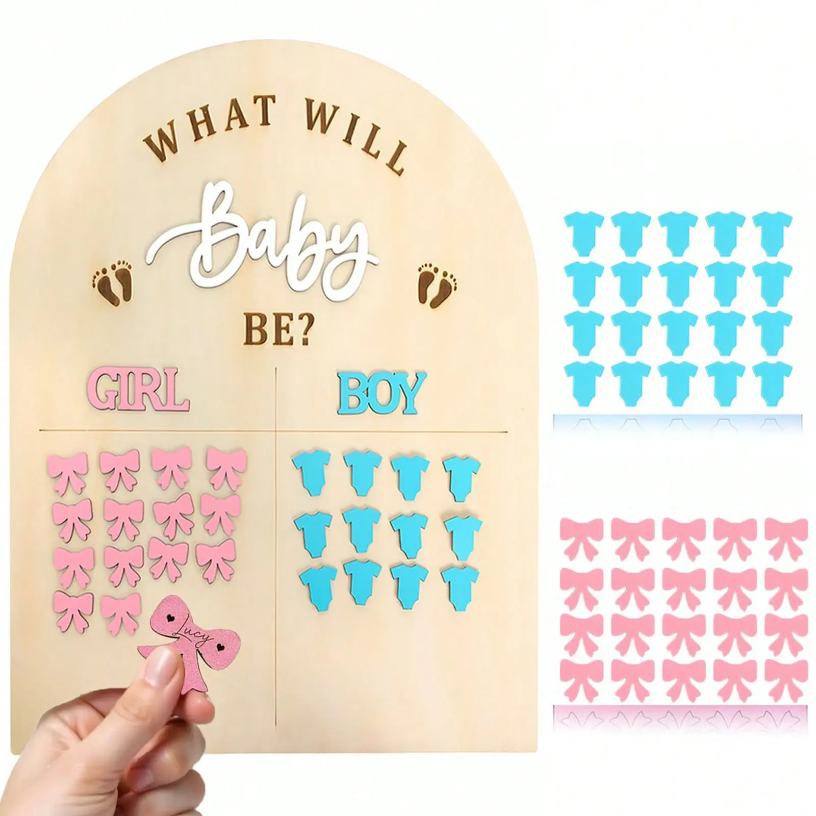 Wooden Baby Gender Reveal Puzzle Board, Creative Party Game Prop, Party Table Game, Blue Guessing Board, Perfect for Gender Reveal Parties, Board Games Night