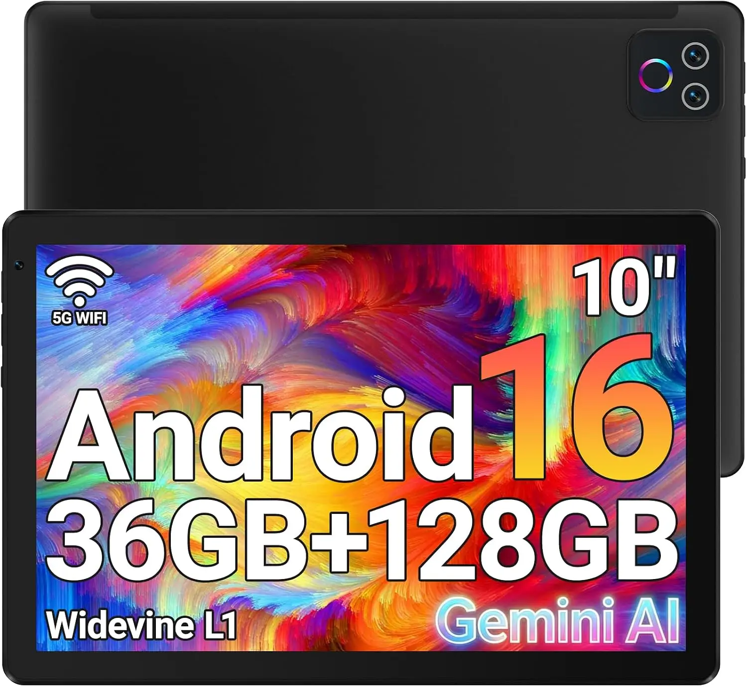 Tablet,10.1" Android 16 Tablet Octa-core 36GB+128GB Dual Camera | 1280x800 IPS HD Touchscreen 6000mAh Battery Wi-Fi 6,BT 5.4 GMS 36GB(6+30) RAM 128GB ROM Support 1TB Expansion 5MP+8MP cameras