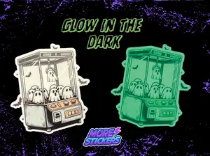 Ghost Arcade Glow in the Dark Sticker - Die Cut Vinyl Sticker with Spooky Decor, Waterproof & Durable, Adhesive Measured by Height in Inches