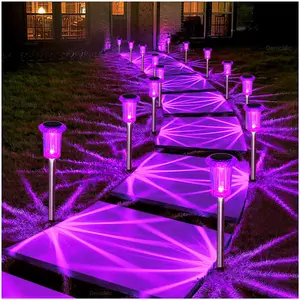 Solar Christmas Lights Outdoor 10 Pack Purple LED Waterproof Yard Garden Patio Backyard Pathway Walkway Landscape Path Lawn Outside Christmas Decorations Outdoor