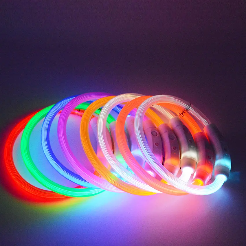 Led Dog Collar, BSEEN USB Rechargeable Flash Dog Necklace Light, Pet Safety Collar Makes Your Beloved Dogs Be Seen at Night for Small Medium Large Dogs(Green，Blue，Pink, Red, Yellow, Orange, White, Colorful))