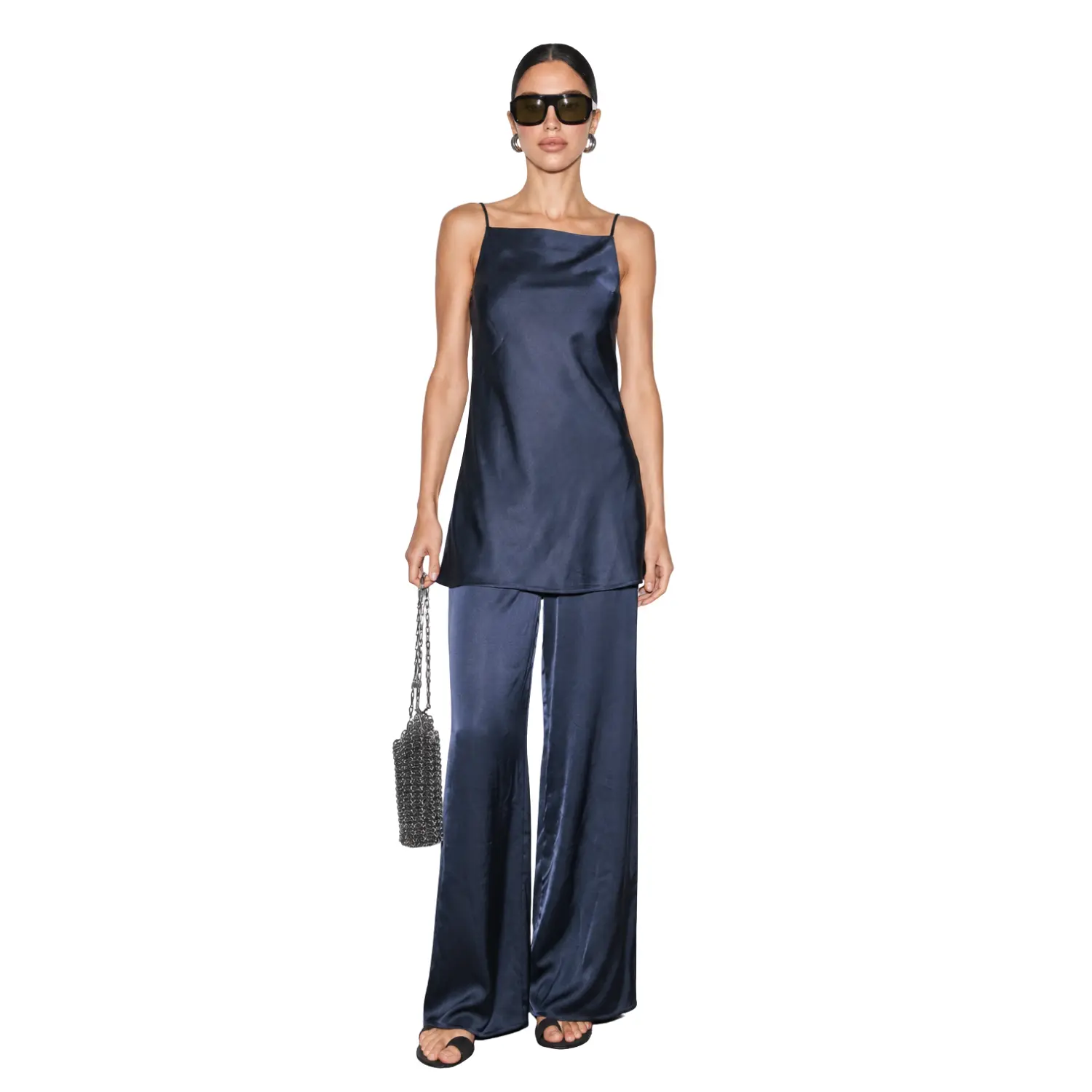 Slate Satin Slip Set