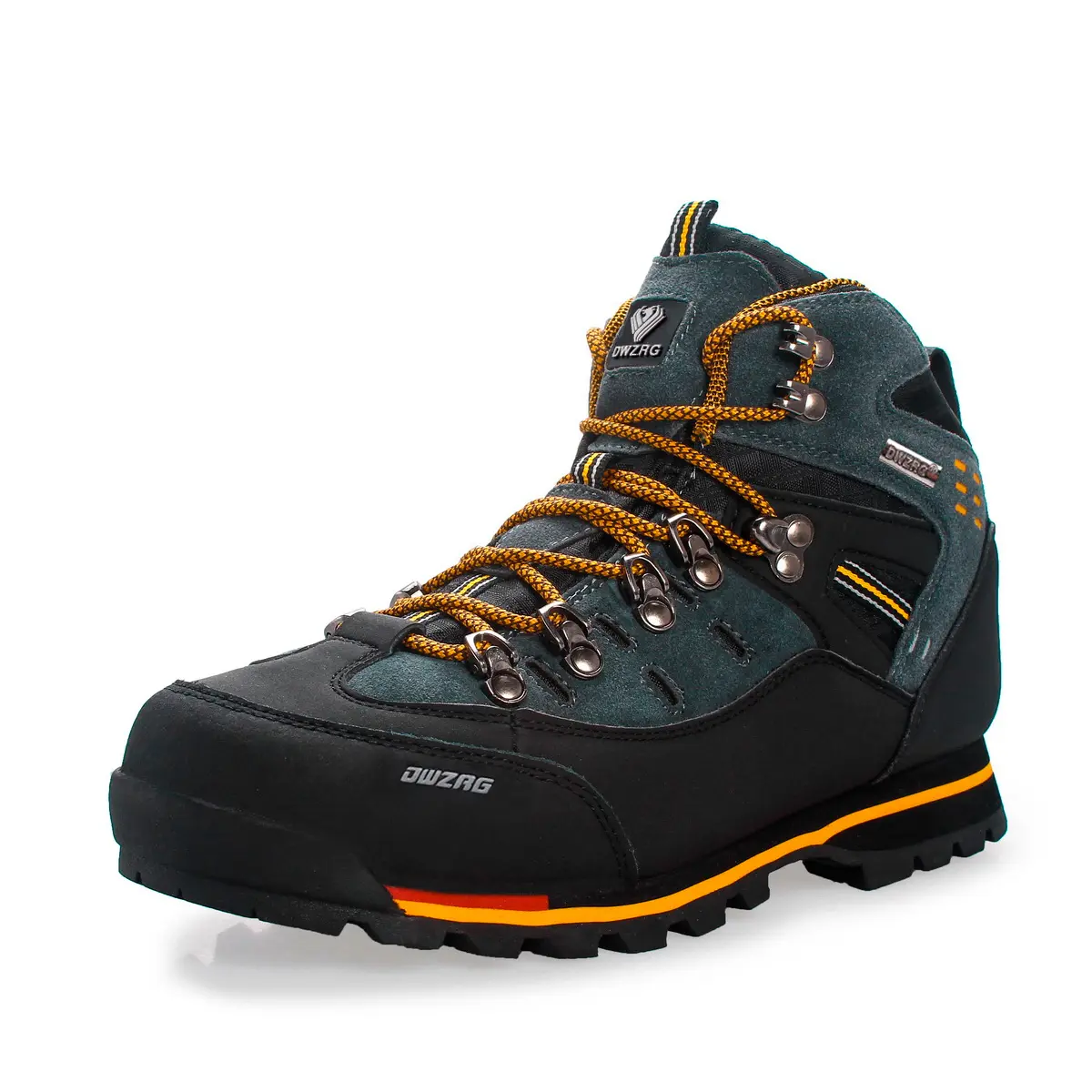DWZRG Men's High-Top Athletic Cowhide Leather Waterproof Hiking Boots - Non-Slip, Durable, Breathable, Ankle-Supportive, Cloth-Lined, EVA-Soled for Mountain Climbing, Outdoor Walking, Daily Casual Wear, Outdoor Hiking Shoes, Cow Hide, All Weather Grip