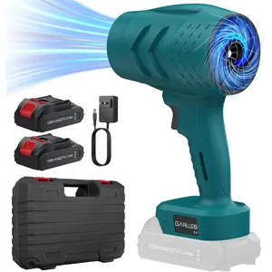 Leaf Blower 35000RPM, 21V Leaf Blower with 2X Battery & Charger, Violent Turbofan Blower for Courtyard, Car Driveway, Lawn Care