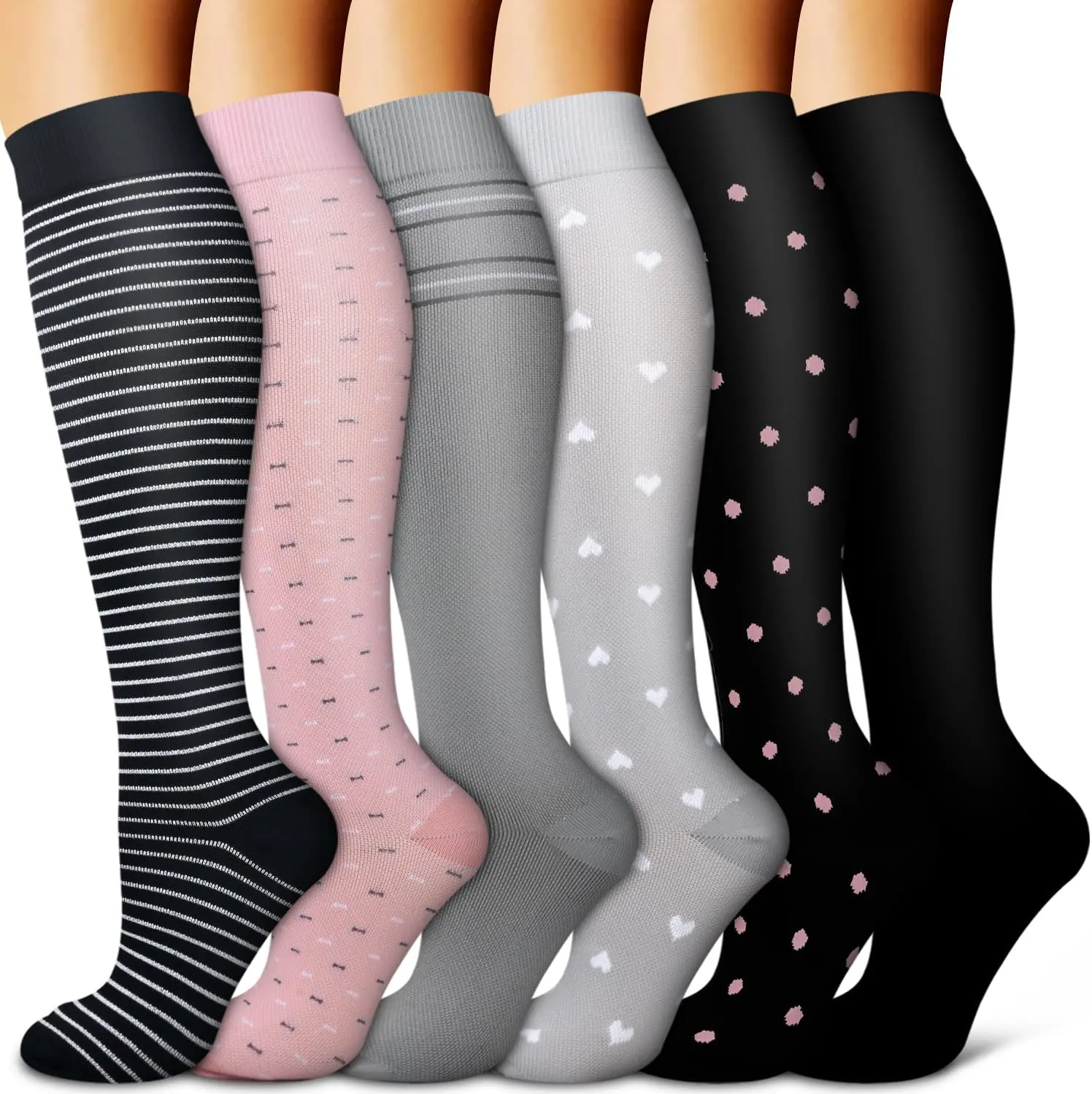 Copper Compression Socks for Women & Men (6 pairs) - Best Support for Nurses, Running, Hiking, Recovery
