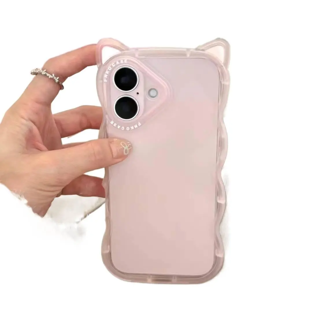 Cat ears with wavy edges. Suitable for iPhone 17 Pro Max phone case, soft shell iPhone 16 protection cover, anti-fingerprint function,phone case iphone 12
