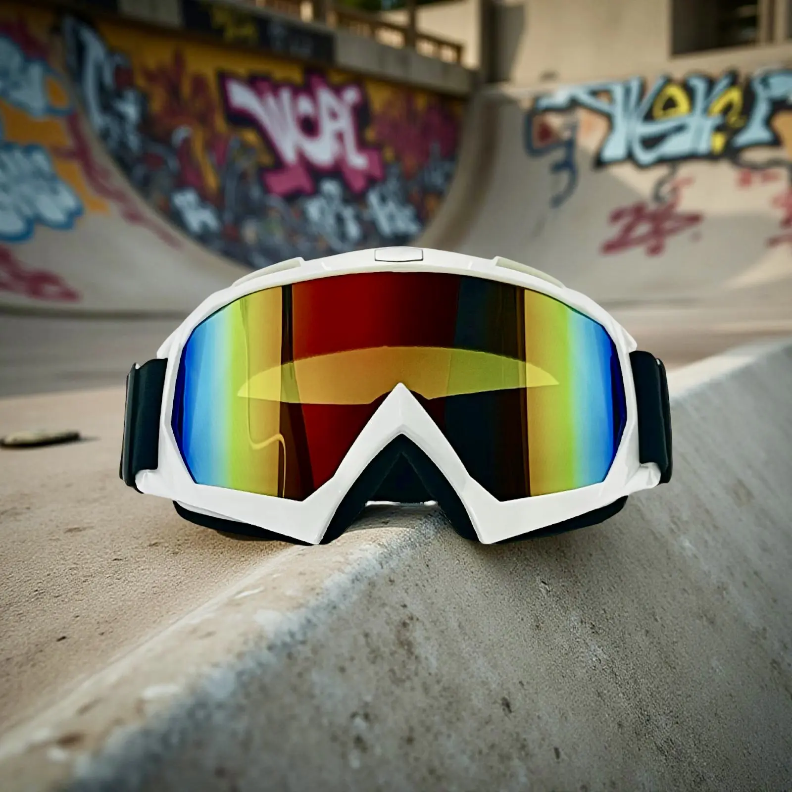 Motocross MX ATV Goggles Adult Off-Road Dirt Bike Glasses Eyewear White Frame for Extreme Sports