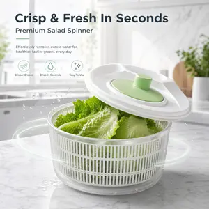 A high-quality salad spinner dries leafy greens in seconds, easily removes moisture, and is simple to use. It is suitable for making healthy salads and various vegetables, making it an ideal choice for home kitchens.