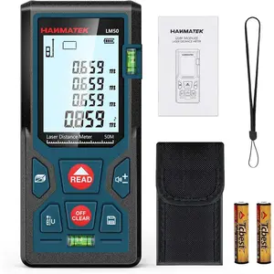 165ft/50m Laser Measure Ft/in/M Switching LM50 Laser Measurement Tool Devices with 2 Bubble Levels Distance Meter,Large Backlit LCD