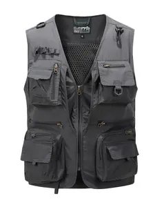 Men's Summer Outdoor Casual Vest Gilet Waistcoat Vest Menswear, Multi-Pocket Breathable Pure Color, Loose-Fitting Outerwear for Spring & Fall