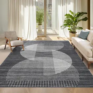 Modern Abstract Stripe Rug Soft Non-shedding Thin Rug Anti-fouling Non-slip Foldable Interior Decorative Carpet for Bedroom Bedside Dining Room Office