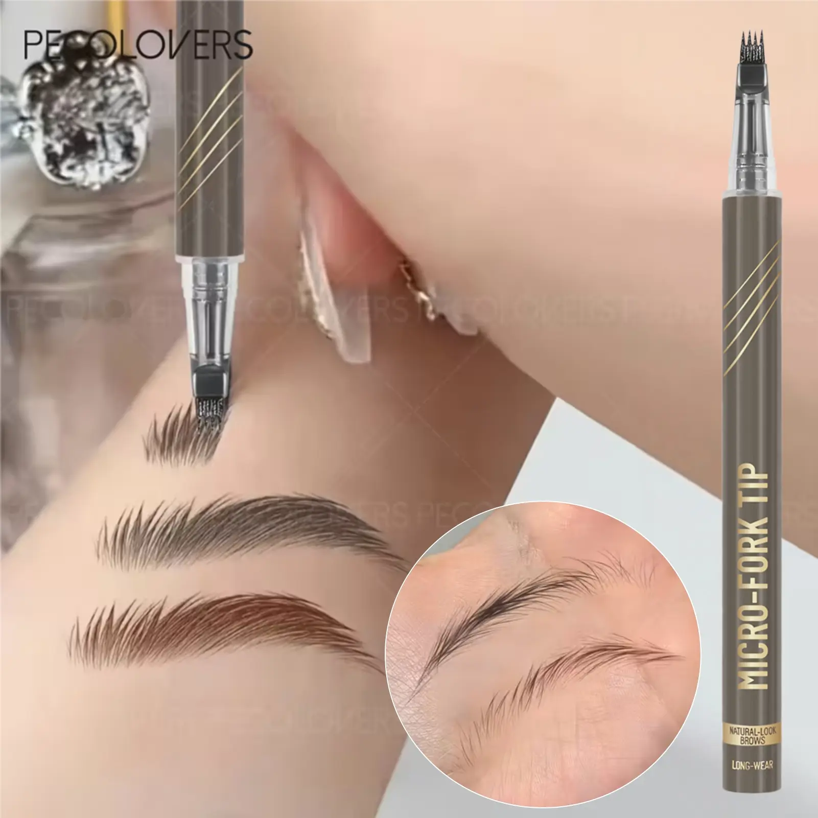 1 Pc Waterproof Four-Tip Water-Based Eyebrow Pencil, Natural Wild Brow Look, Smooth Application, Perfect Birthday or Holiday Gift