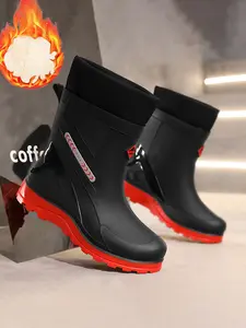 Men's Winter Multifunctional Mid-Calf Fleece Rain Boots, Anti-Slip Wear-Resistant Design, Outdoor Camping Fishing Gardening Work