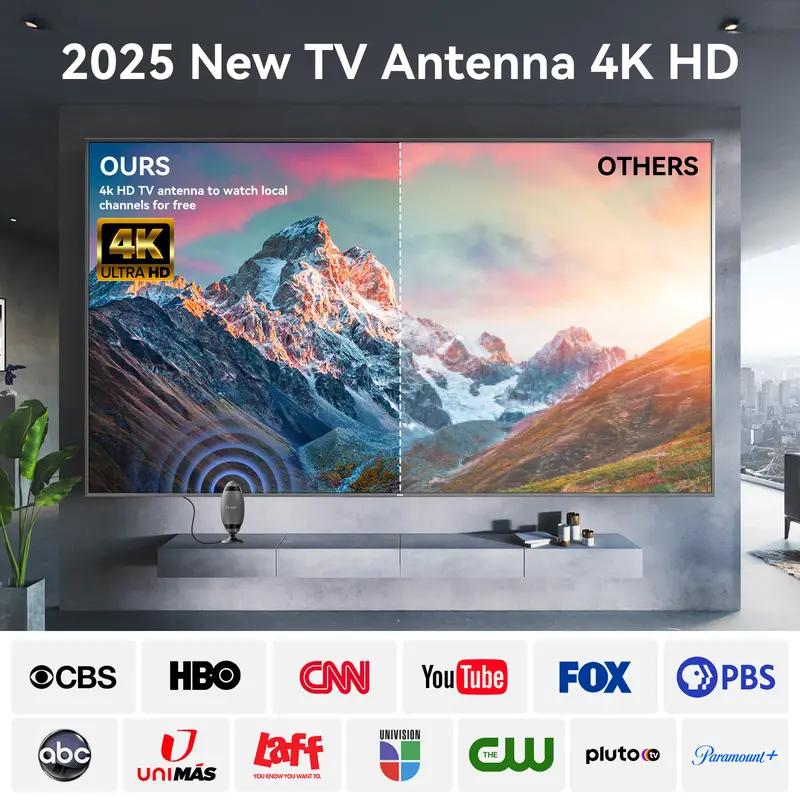 Product Introduction of TV Antenna Digital for Smart TV HD Antena Indoor 4K Digital TV Antenna 360° Signal Amplified Strong Magnetic Base Indoor TV Antenna for Easy Long Range Reception Installation, Outdoorfun 9