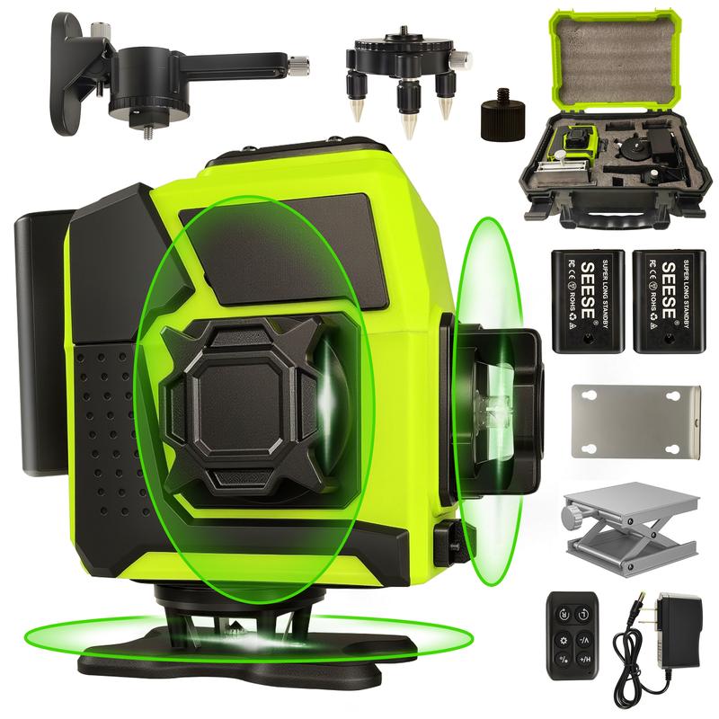 【TikTokShopHolidayHaul】SEESE 12-Line Green Laser Level 3x360° Self-Leveling Remote Control Dual Batteries Full Accessories for Tile Cabinet Home Improvement Gift for Christmas New Year 【TikTokShopHolidayHaul】SEESE 12-Line Green Laser Level 3x360° Self-Leveling Remote Control Dual Batteries Full Accessories for Tile Cabinet Home Improvement Gift for Christmas New Year