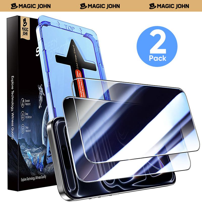 MAGIC JOHN 2-Pack Screen Protector for iPhone, Samsung, and Google–Crystal Clear, Scratch-Resistant, Ultra-Smooth Touch,