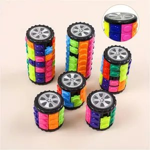 1 pc Magic Cube Puzzle, 3D Cylinder Puzzle Rotate Fidget Toy, multi-Layer Brain Teasers Slide Logic Hand Game, Colorful Sliding Sensory Puzzle, Decompression, halloween and christmas gift Birthday Gift