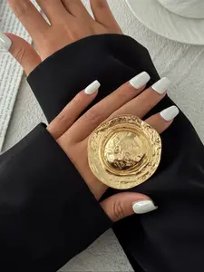 Bohemian Style Large Brim Hat Fashion Ring, Elegant Exaggerated Ring, Luxurious Casual Party Jewelry Gift for Women, Versatile Wedding Holiday Accessory