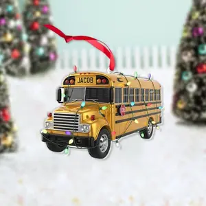 Personalized School Bus Ornament, Custom Name Bus Driver Gift, Teacher Appreciation Christmas Decor, School Bus Present