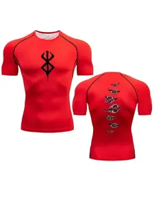 Anime Berserk Guts Men's Rashgard Tops Clothing Short Sleeves Second Skin Bodybuilding T-Shirt Quick Dry Compression Tight Shirt  Men's T-Sshirt
