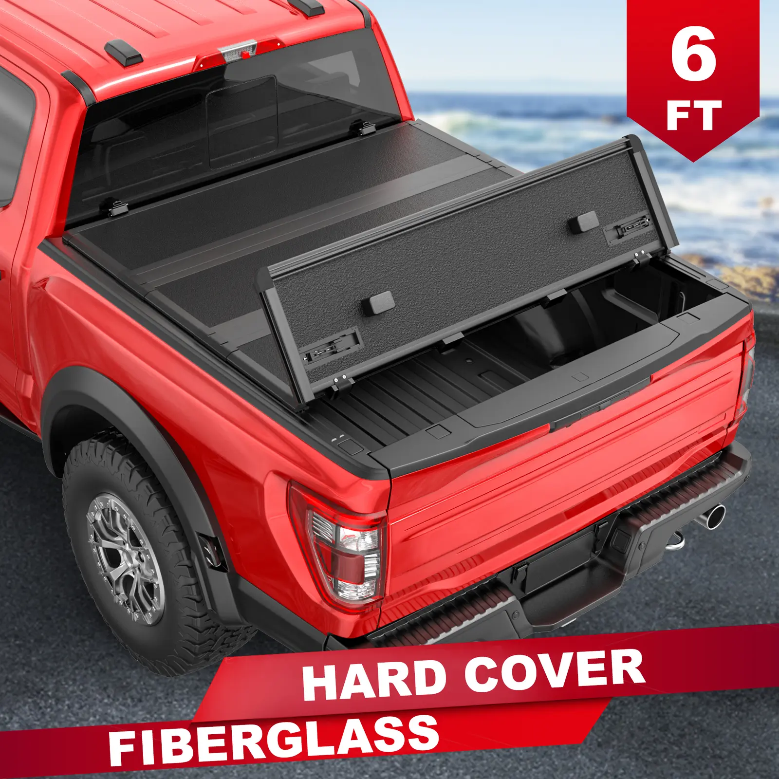Hard Truck Tonneau Cover For 1983-2011 Ford Ranger 6FT Bed On Top Quad Fold FRP