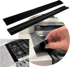 Evelots Silicone Stove Counter Gap Covers-2 Pack Gap Fillers-Kitchen Spill/Crump Guards-Heat Resistant-Flexible-30 Inch Long-Cut to Size with Scissors-Easy to Clean-Black
