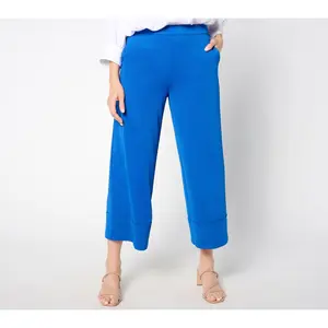 Isaac Mizrahi Live! Regular Pebble Knit Crop Pants w/ Wide Hem Cuff