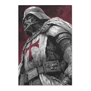 Crusader Knight Illustration Area Rug | Medieval Armor Templar Decor