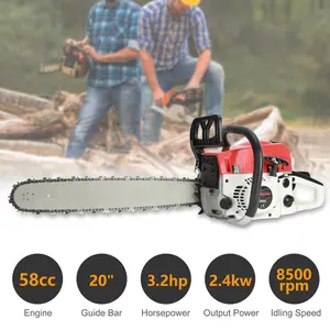 Explorinox 58cc 20 Inch Gas Chainsaw, Gas Power Chainsaw Gas Chain Saw High Power Multifunction Wood Chainsaw for Trees Wood Farm Garden Ranch Metal